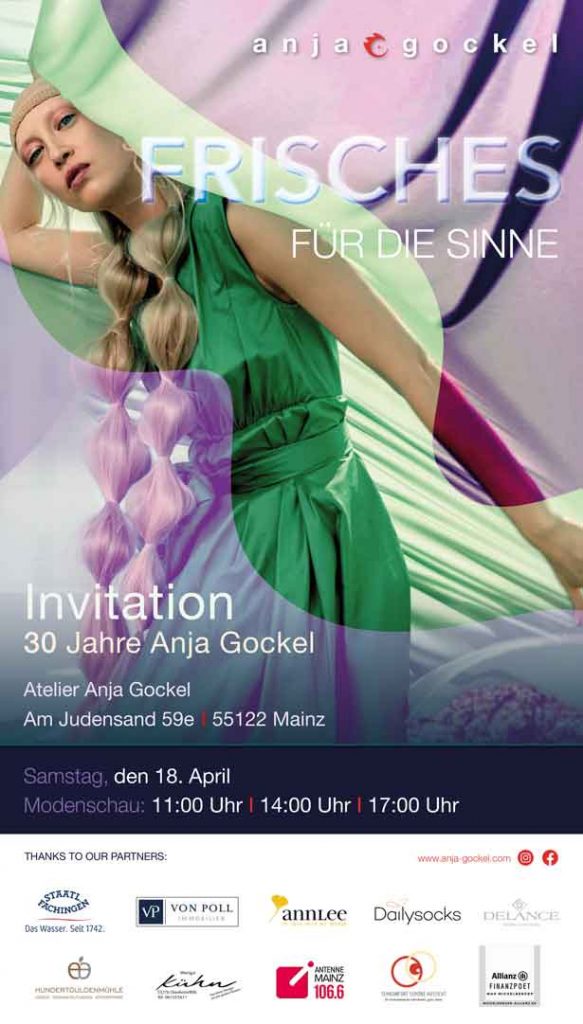 Einladung Modeschau Anja Gockel 2026 mit Sonnenbrillen von Sehkomfort Schöne Aussicht